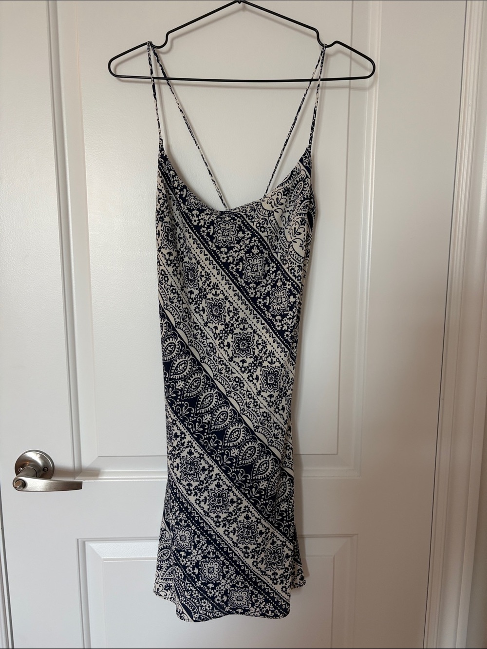 Abercrombie & Fitch Navy and White Printed Slip Mini Dress